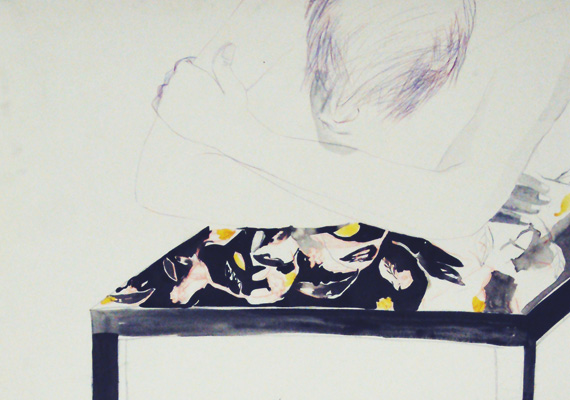 2012, Acrylic, Ink, Graphite, Chalk pastel on paper, 90 x 70 cm