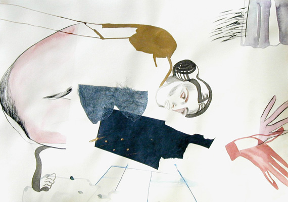 2008, Acrylic, Ink, Collage, Graphite on paper, 78 x 106 cm